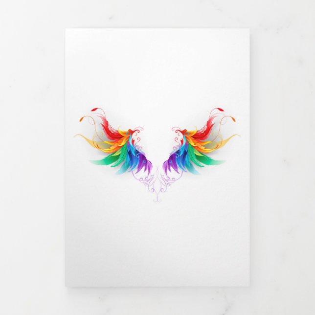 Tarjeta Festiva Tríptica Alas del arco iris fluidas (Foto de portada)