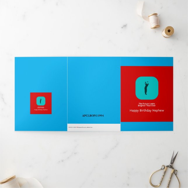 Tarjeta Festiva Tríptica Aniversario de la poeta Calwell Lee (Exterior)