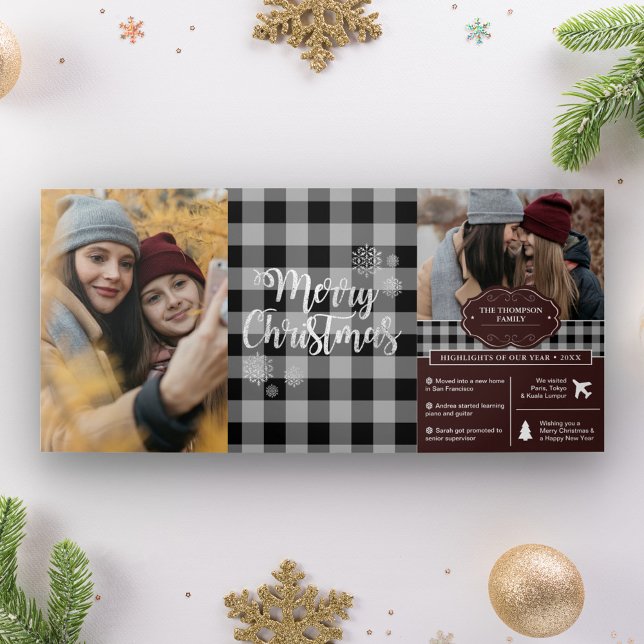 Tarjeta Festiva Tríptica Año negro de búfalo en foto de Navidades de reseña (Subido por el creador)