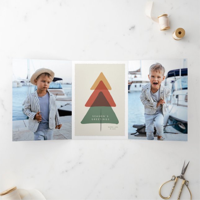 Tarjeta Festiva Tríptica Árbol en capas - saludos de temporada (Interior)