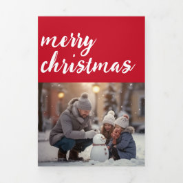 Tarjeta Festiva Tríptica Audaz foto mora y brillante