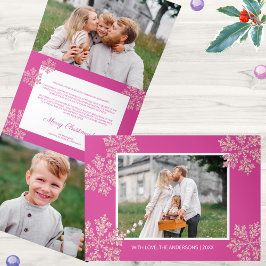 Tarjeta Festiva Tríptica Berry Bling con copo de nieve Elegante 5 Collages