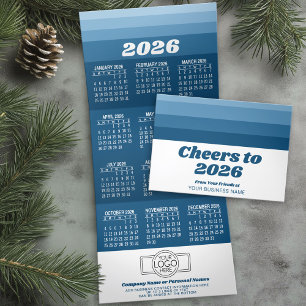 Tarjeta Festiva Tríptica Calendario - Logo - Navy Retro Stripes Business