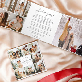 Tarjeta Festiva Tríptica Caligrafía fotográfica múltiple Feliz Navidad Blan