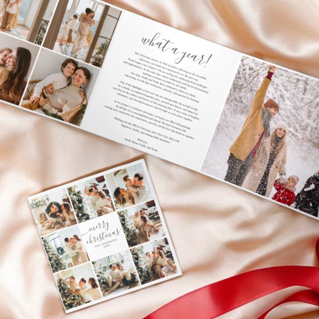 Tarjeta Festiva Tríptica Caligrafía fotográfica múltiple Feliz Navidad Blan (Subido por el creador)