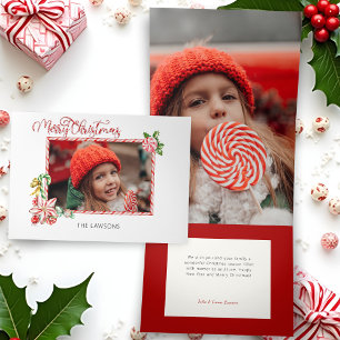 Tarjeta Festiva Tríptica Caramelo Navideño Festivo Feliz Navidad Una Foto