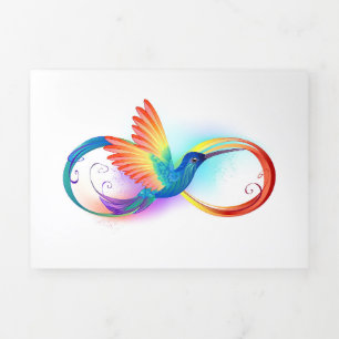 Tarjeta Festiva Tríptica Colibrí arcoiris con símbolo Infinity
