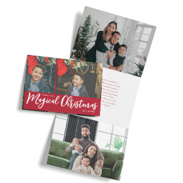 Tarjeta Festiva Tríptica Collage de fotos de Navidades mágicos