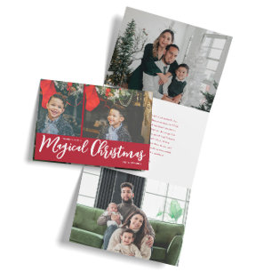Tarjeta Festiva Tríptica Collage de fotos de Navidades mágicos