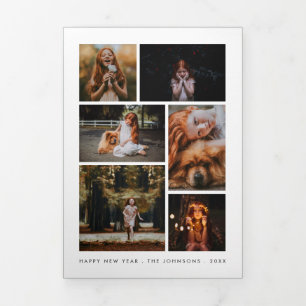Tarjeta Festiva Tríptica Collage de fotos personalizado Boletín del Año Nue
