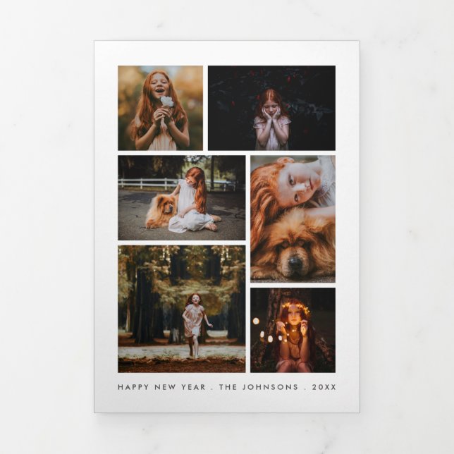 Tarjeta Festiva Tríptica Collage de fotos personalizado Boletín del Año Nue (Foto de portada)