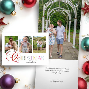 Tarjeta Festiva Tríptica Colorido Script de Feliz Navidad Moderno 3-Fotos