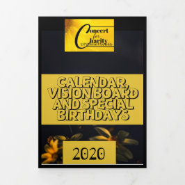 Tarjeta Festiva Tríptica Concert for Charity International 2020 Planner
