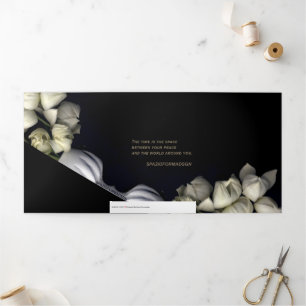 Tarjeta Festiva Tríptica "Corazón blanco en negro desde la luna" & Viaje en