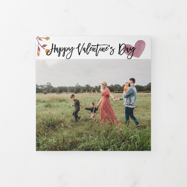 Tarjeta Festiva Tríptica Día de San Valentín 4 Típica de fotos Típica acuar (Foto de portada)