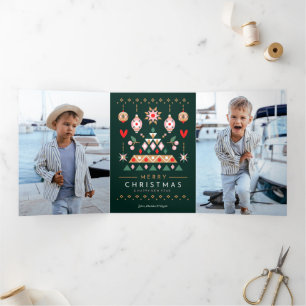 Tarjeta Festiva Tríptica Diseño navideño escandinavo