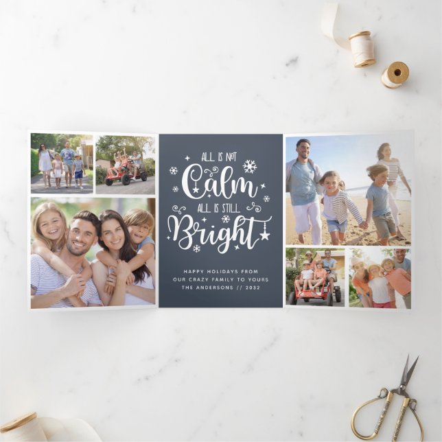 Tarjeta Festiva Tríptica Divertido No Todo es Tranquilo Fotocollage (Interior)