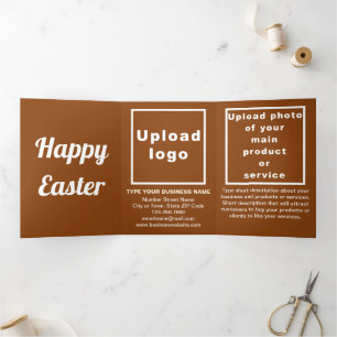 Tarjeta Festiva Tríptica Easter Holiday Business Brown Triple Holiday Card
