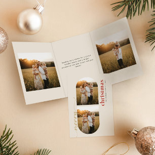 Tarjeta Festiva Tríptica Elegante Foto Collage Familia Feliz Navidad