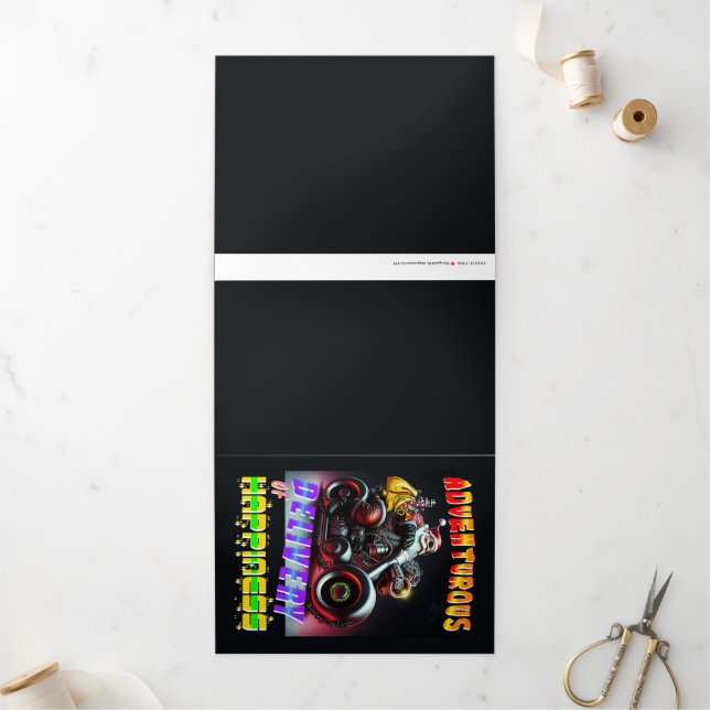 Tarjeta Festiva Tríptica Entrega Aventurera De Felicidad (Exterior)