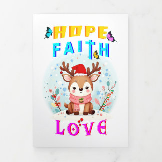 Tarjeta Festiva Tríptica Esperanza Fe Amor