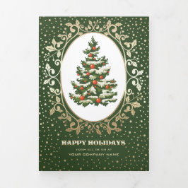 Tarjeta Festiva Tríptica Felices Fiestas. Personalizado Photos Business Cor