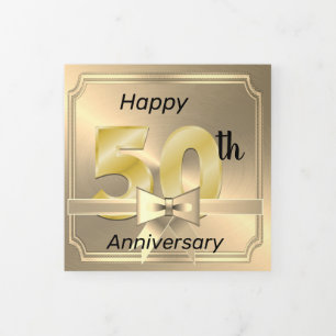 Tarjeta Festiva Tríptica Feliz 50° aniversarioTri Fold Photo Card