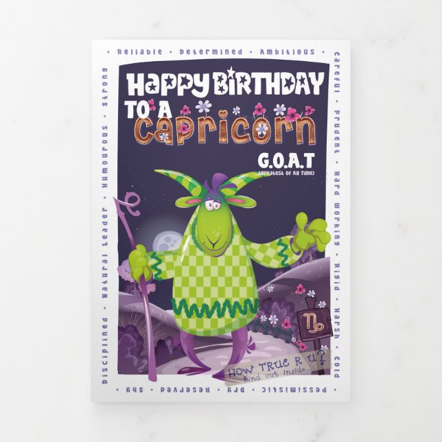 Tarjeta Festiva Tríptica Feliz cumpleaños de Cappy Capricorn (Foto de portada)