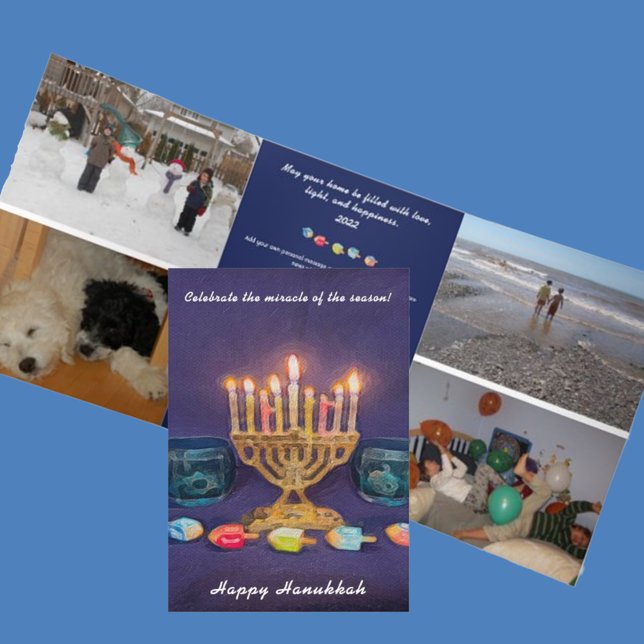 Tarjeta Festiva Tríptica Feliz Hanukkah celebra milagro de temporada (Subido por el creador)