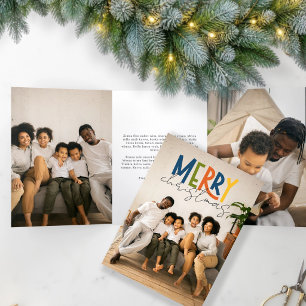 Tarjeta Festiva Tríptica Feliz Navidad Foto y Texto Personalizados