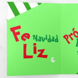 Tarjeta Festiva Tríptica Feliz Navidad Fotos navideñas en español