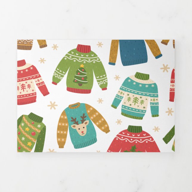 Tarjeta Festiva Tríptica Festín de sudaderos Navidades feos pero adorables (Foto de portada)