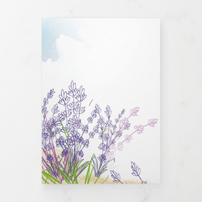 Tarjeta Festiva Tríptica Flor de lavanda (Foto de portada)