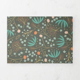 Tarjeta Festiva Tríptica Floral de Navidades de colores hechos a mano