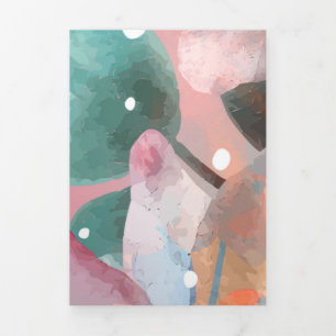 Tarjeta Festiva Tríptica Flores abstractas de acuarela 1