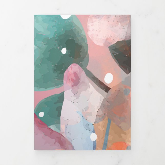 Tarjeta Festiva Tríptica Flores abstractas de acuarela 1 (Foto de portada)