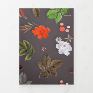 Tarjeta Festiva Tríptica Flores amarillas y rosas blancas 26