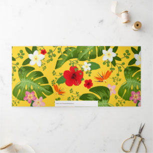 Tarjeta Festiva Tríptica Fondo de Flores Tropicales 10