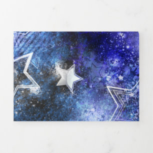 Tarjeta Festiva Tríptica Fondo espacial con estrellas