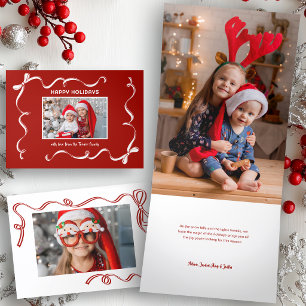 Tarjeta Festiva Tríptica Foto divertida de cinta de Navidad dibujada a mano