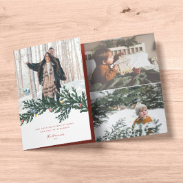 Tarjeta Festiva Tríptica Fotografía de Luces y Verdor de los navidades