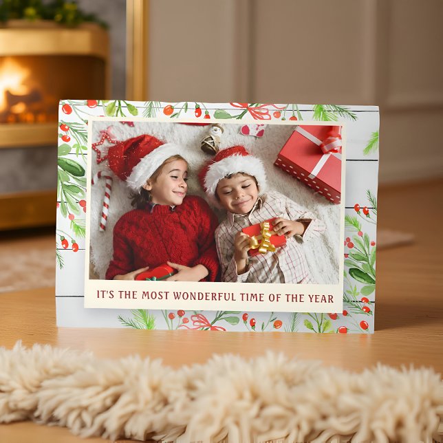 Tarjeta Festiva Tríptica Fotos de Foliaje Acuarela de Madera Rústica para F (Subido por el creador)