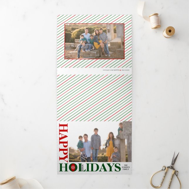 Tarjeta Festiva Tríptica Fotos de los Navidades de Felices Fiestas de 2024  (Exterior)