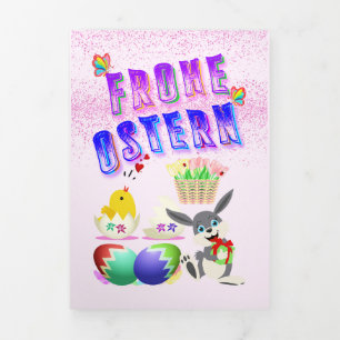 Tarjeta Festiva Tríptica Frohe Ostern