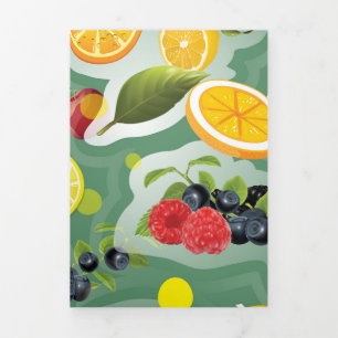 Tarjeta Festiva Tríptica Frutas mixtas 7