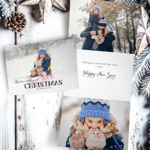Tarjeta Festiva Tríptica Fun Personalizado Navidades Tipografía Foto