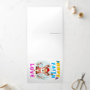 Tarjeta Festiva Tríptica Hope Faith Love