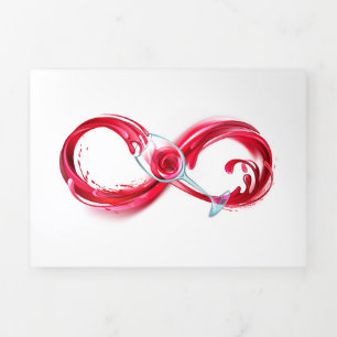 Tarjeta Festiva Tríptica Infinito con vino Rojo