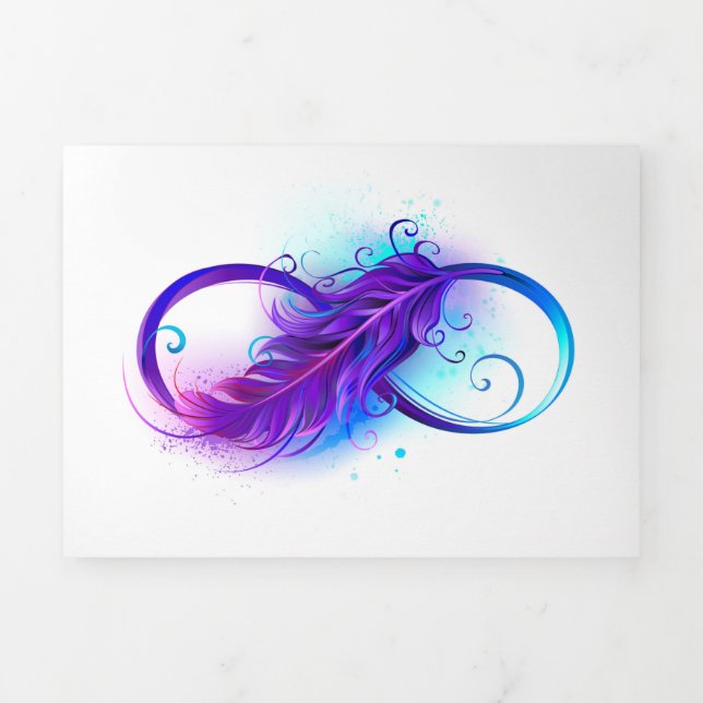 Tarjeta Festiva Tríptica Infinity with Purple Feather (Foto de portada)
