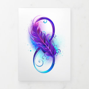 Tarjeta Festiva Tríptica Infinity with Purple Feather